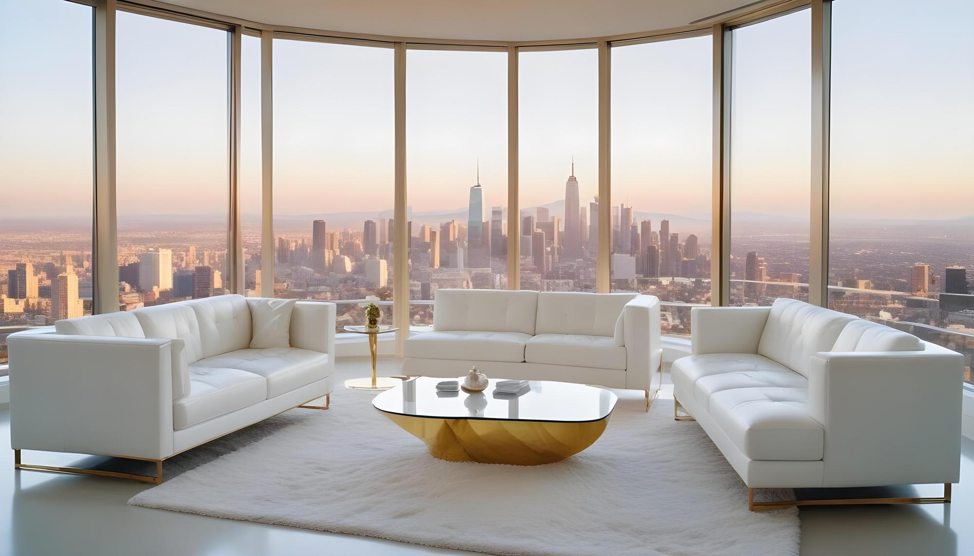 living room luxury penthouse with city view